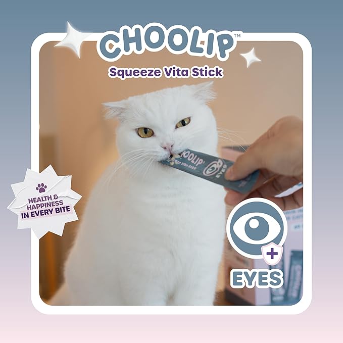 Squeeze Vita Stick Lickable Treats for Dogs & Cats. 7 Eye Health Sticks with Essential multivitamins. Soft and Tasty Paste for All Life Stages, Supporting Eyes Health