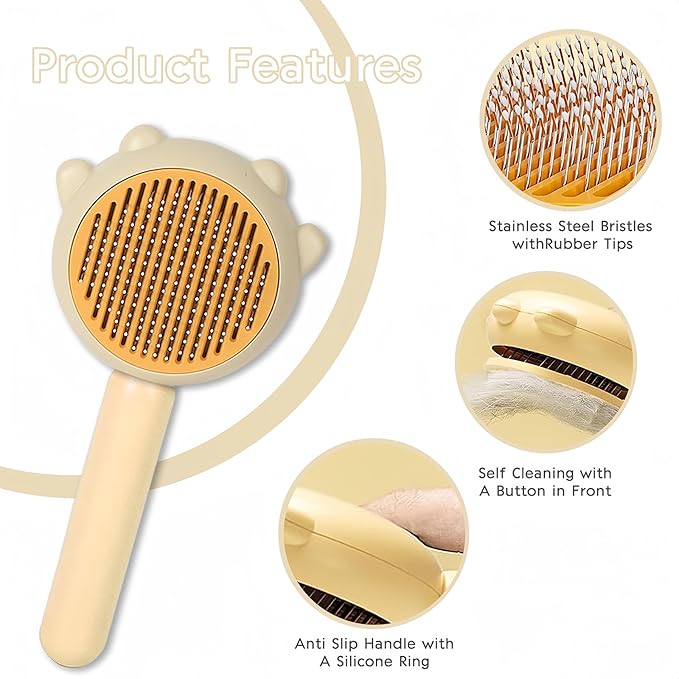 Pet Grooming Brush, Cat Brush for Long or Short Haired Cats,Skin Friendly & Promote Circulation-3 Pack (Yellow+Green+Purple)