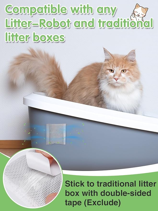 MEWTOGO 6 Pcs Cat Litter Deodorizer Pack - Compatible with Litter-Robot 3, Litter-Robot 4 and Traditional Cat Litter Box, Activated Carbon Odor Eliminator Filters for Efficient Adsorption