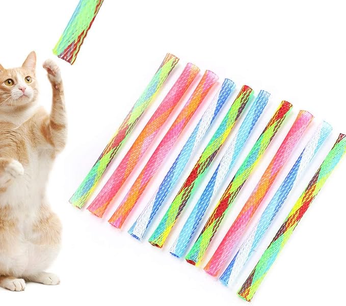 Cat Spring Tube Toy, 10Pcs Freely Folding Spring Shape Multi Color Cat Bouncing Toy Fun Pet Action Interactive Toys
