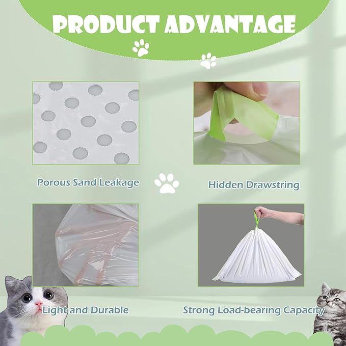 21 Count Cat Litter Box Liners,37x18 inch Heavy Duty Self-Cleaning Cat Litter Bags with Drawstring,Disposable Tear-resistant Poop Bag for Pets