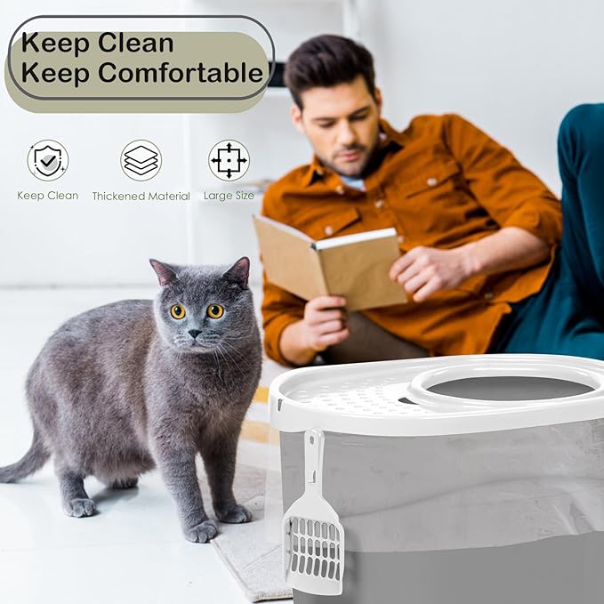 Cat Litter Box Liners Compatible with IRIS Top Entry Cat Litter Box - 25 Pack, Tear-Resistant and Spill-Proof, Perfect Fit for Most Top Entry Litter Pan Models