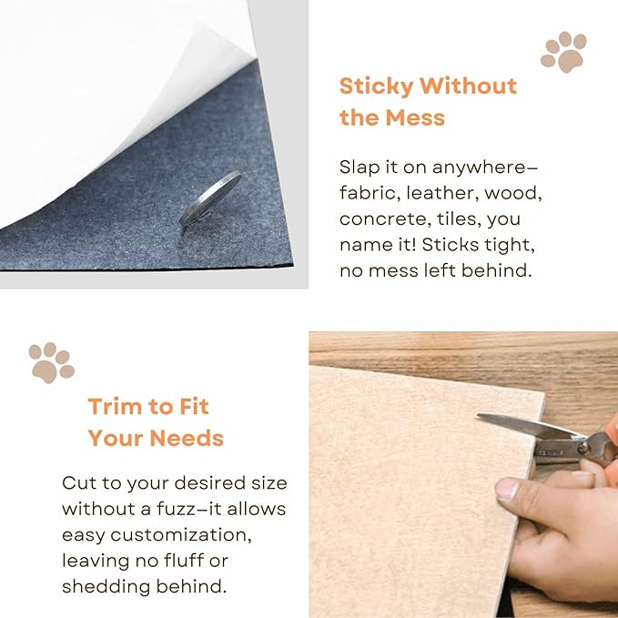 Cat Scratch Mat (Grey, 5-Pack, 9.8''*18.8''), Furniture Protector from Cats Scratching, Strong Self-Adhesive Backing for Easy and Sturdy Application, Versatile for Cat Trees, Posts, and Beds