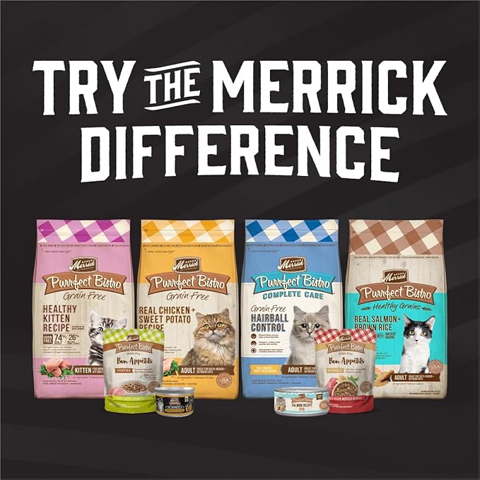 Merrick Purrfect Bistro Soirees Grain Free Natural Canned Cat Food with Gravy Variety Pack, Chicken and Turkey - (Pack of 6) 2.75 oz. Cans