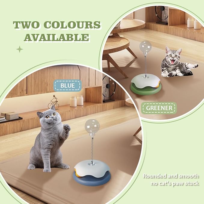 VKL Cat Treat Dispenser Toy with Track Ball, Leakage Design - Promotes healthy eating habits and provides entertainment - Ideal for young pet owners (Blue)