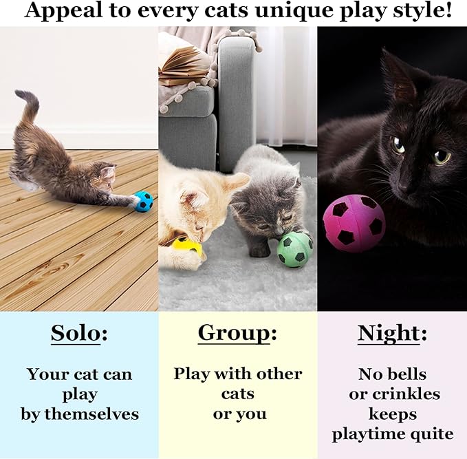 CoCoo Sponge Cat Balls, 1.5 - Inches, Soft Foam Soccer Balls for Exercise and Interactive Activity, Sturdy, Bouncy Balls for Feline (12 Pieces)