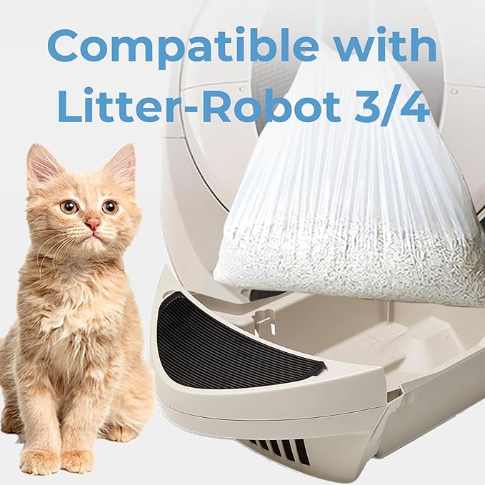20 Pack Cat Litter Bags with Drawstring, Heavy Duty Cat Litter Box Liners Compatible with Litter-Robot 3/4 Waste Bags Replacement