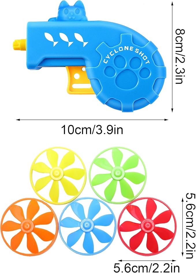 Sumind 18 Pieces Cat Fetch Tracking Interactive Toys with 5 Colors Flying Propellers for Indoor PET Cat Kitty Training Chasing (Blue, Cat)