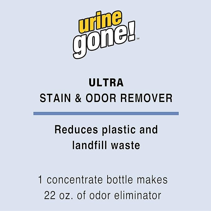 Urine Pet Stain & Odor Remover Concentrate:Fast-Acting,Natural Probiotic Enzymes, eliminate Stain matter & Odor on Carpet, Furniture & Helps Stop Pet Marking.Spray bottle + 1 fill (24.5 oz.)