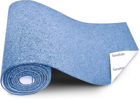 Cat Scratching Mat, 100"x16" Self-Adhesive Carpet Mat Trimmable Replacement for Cat Tree, Cat Wall Shelves, Cat Scratching Post, TanoFalo DIY Couch Furniture Protector (Light Blue)