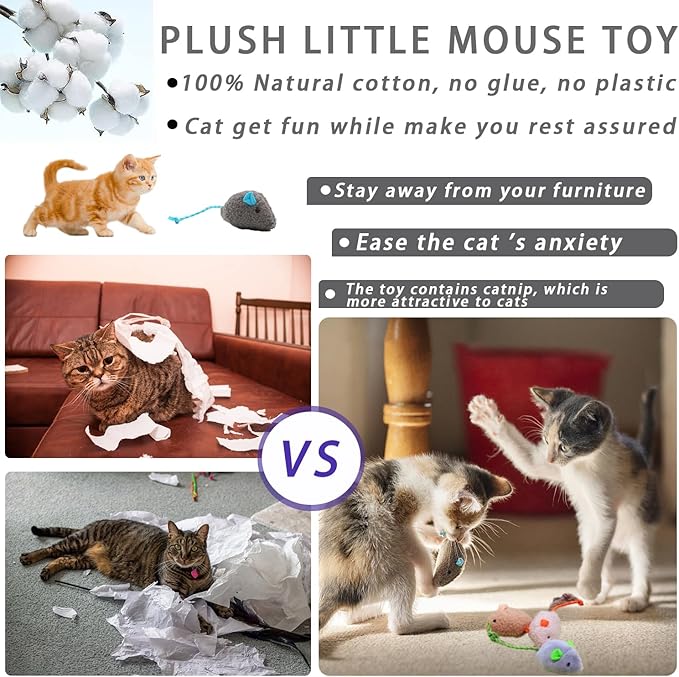cat Mouse Toy, Rat Stuffed Animal, Mouse Toy,Mint Mouse Toy Suitable for Indoor Cats, Resistant to Biting (24 Piece Set)