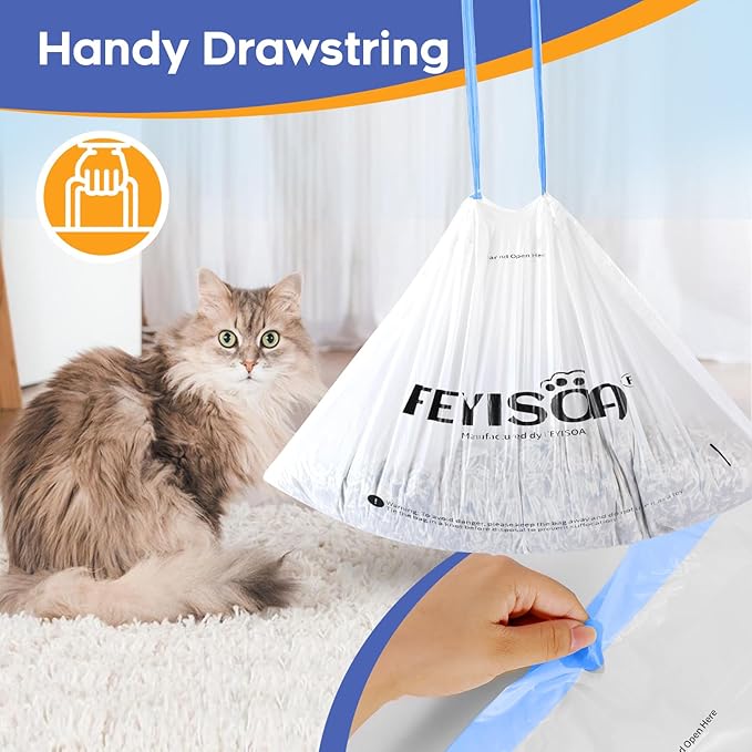 Compatible with PETKIT PuraMax & PuraX - Tear Resistant Cat Litter Box Liners, 80 Pack, 22x12 Inch, 4 Gallon Bags, Drawstring Closure, 2 Mil Thick, Fits Self-Cleaning Litter Boxes