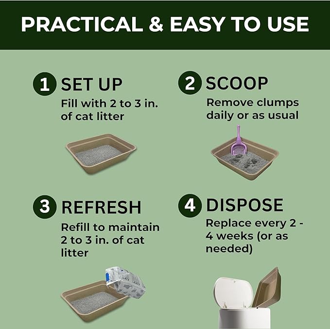 Disposable Litter Boxes for Cats | 6-Pack, Large Size | Sturdy and Water Resistant | Practical and Sustainable