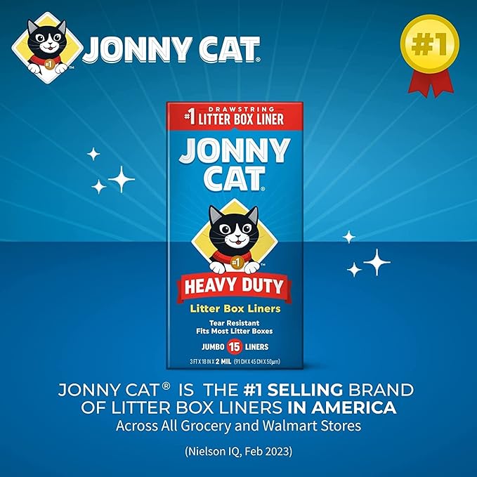 Jonny Heavy Duty Cat Litter Box Liners (Pack of 12), Cat litter Box Liners Jumbo, 5 Liners Box