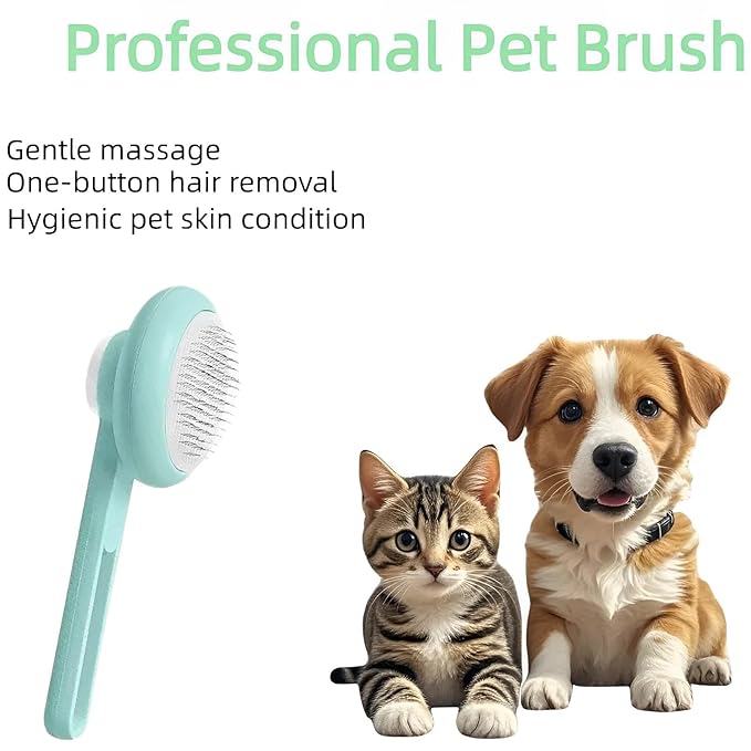 Cat Brush,Self-Cleaning Cat Brush for Indoor Cats,Pet Grooming Brush Massage Removes Loose Fur,Suitable for Long or Short Haired Cats