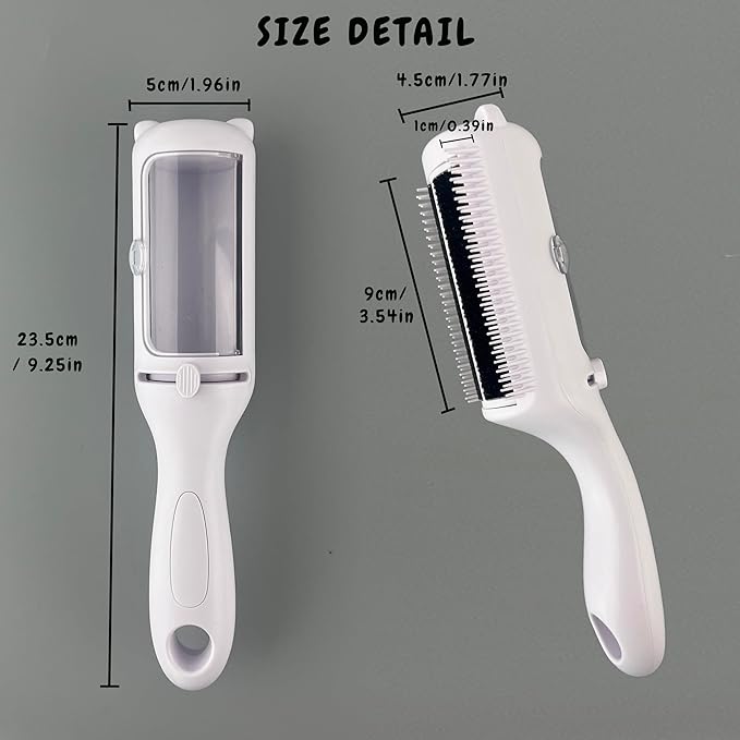 Cat Brush Pet Dry Cleaning Brush Cat Self Sticky Brush for Shedding and Grooming Long Short Hair Removal Comb with Recycling Box for Kitten Dog Rabbit Massage Roller Removes Loose Fur (White)