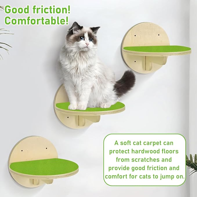 Trimmable Cat Scratching Post Carpet Covered 78.7”x15.8” Self-Adhesive Cat Tree Shelves Replacement Parts Mat Cat Scratcher for Cat Tree Shelf Steps Couch Furniture DIY Protector(Green)