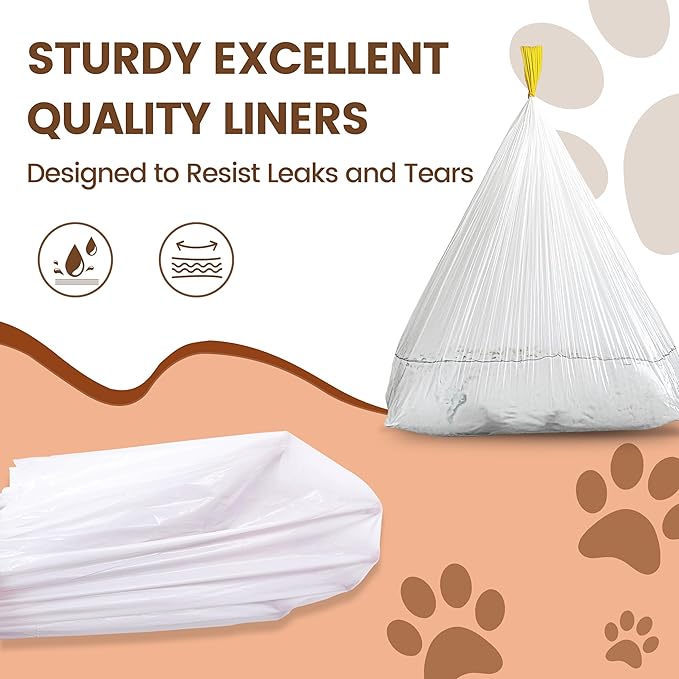 Self-Cleaning Cat Litter Box 20 Count Cat Litter Box Liners, 2.5Mils Thick Cat Litter Bags - Replacement Liners with Drawstring, Heavy Duty - 26" x 16", Compatible with Self-Cleaning Cat Litter Box