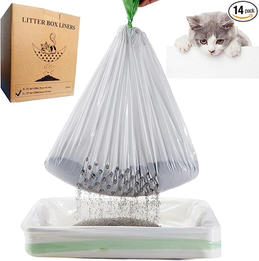 Gefryco Cats Sifting Litter Box Liners Thick 2mil, Jumbo Disposable Waste Litter Bags Litter Tray Liners