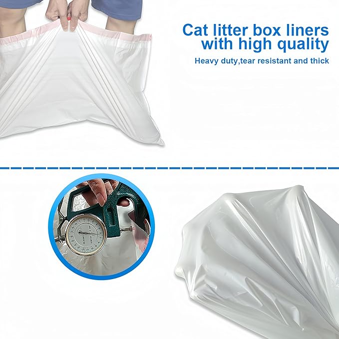 Litter Box Liners, Disposable Cat Litter Liners, Heavy Duty Plastic Litter Box Liners, Jumbo Size: 36 * 19 inch, Close & Scratch Resistant (10 Count, Scent Free)