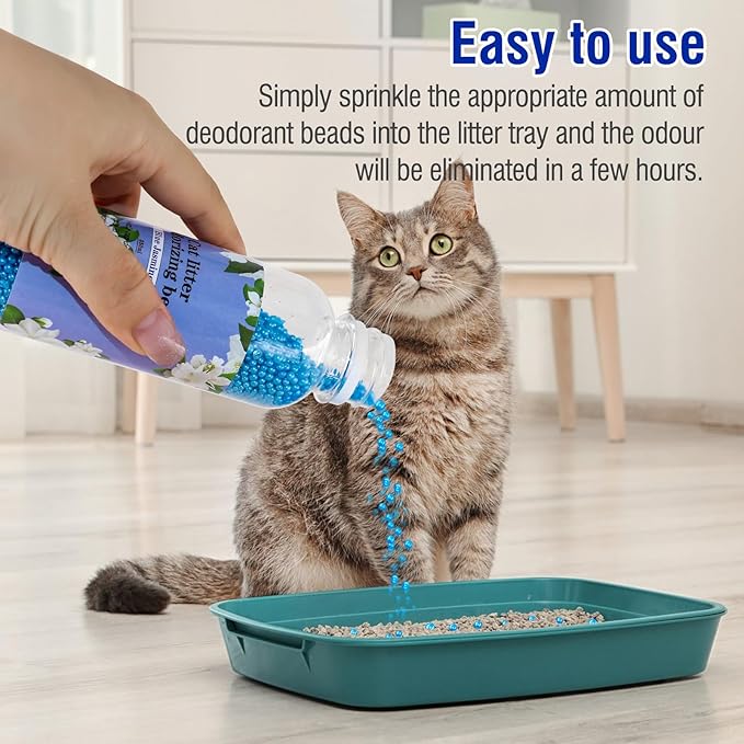 Cat Litter Box Deodorant Beads|Cat Litter Box Deodorant Crystals |Eliminate Cat Stink, Neutralize Odor, 8.5 oz (2 pcs)
