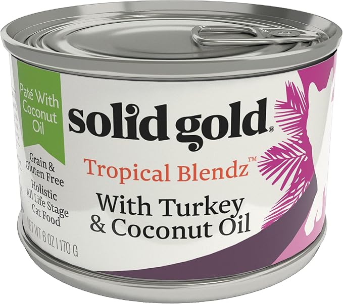 Solid Gold Tropical Blendz Wet Cat Food - Turkey Pate in Coconut Oil - Canned Cat Food, 16 Pack