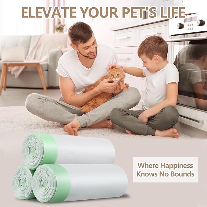 60 Count Self-Cleaning Cat Litter Bags Liner, Automatic Cat Litter Box Waste Bags with Drawstring -22" x 12"