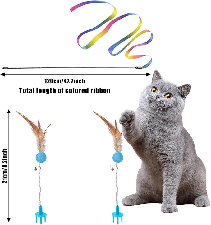 Kitten Starter Kit, 15 Piece Cat Essentials Set Includes Cat Litter Box,Cat Toys, Cat Collars,Cat Scratch Pad, cat Nail File,Automatic Cat Feed Bowls, Pet Grooming Gloves for Cats Daily Life(Gray)