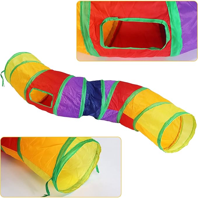 Bemodst Cat Tunnel for Indoor Cats Large,Cat Tubes and Tunnels Collapsible S-Shape Cat Tubes Kitty Tunnels Interactive Cat Toy with Storage Bag for Cat Small Dogs Ferret Rabbit (Colored 2-Way)