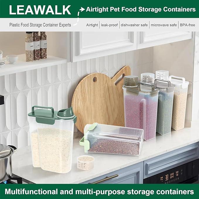 5-7Lbs Large Cat Food Storage Container, Portable Dog Food Container with Upgraded Large Spout and Cup,Pet Food Storage Dispenser for Small Animal Kibble Storage, Bird Seed Container
