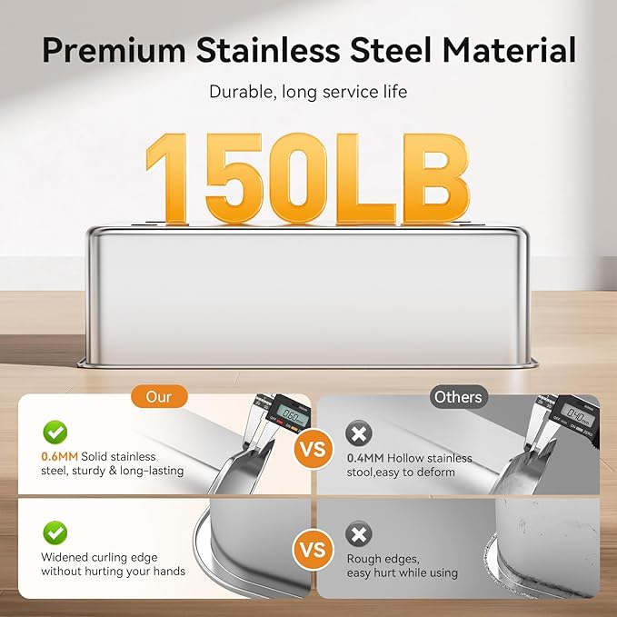 Extra Large 28" x 20" Litter Box Pan for Big Cats Maine Ragdoll Metal Large Enclosed Stainless Steel Litterbox with Lid Litter Scoop Gray, Non-Sticky, Anti-Leakage, Easy Cleaning
