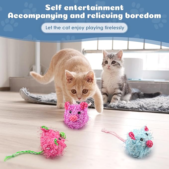 Fashion's Talk Plush Catnip-Filled Mice Toy for Indoors Cats, Soft Stuffed Mice for All Breed Sizes Exercise 9 Count Furry Mice