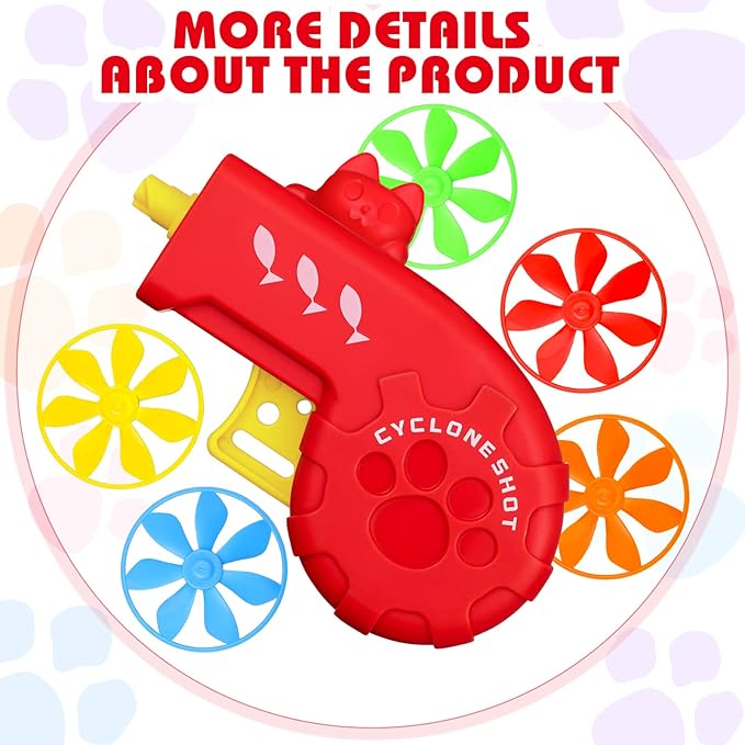 Sumind 18 Pieces Cat Fetch Tracking Interactive Toys with 5 Colors Flying Propellers for Indoor PET Cat Kitty Training Chasing (Red, Cat)