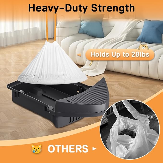 Cat Litter Box Robot 4 and 3 Waste Bags β 120 Count Extra Thick Drawstring Liners Compatible with Self-Cleaning Litter Box Robot, Heavy-Duty Cat Litter Box Liner Bags, 9-11 Gallons