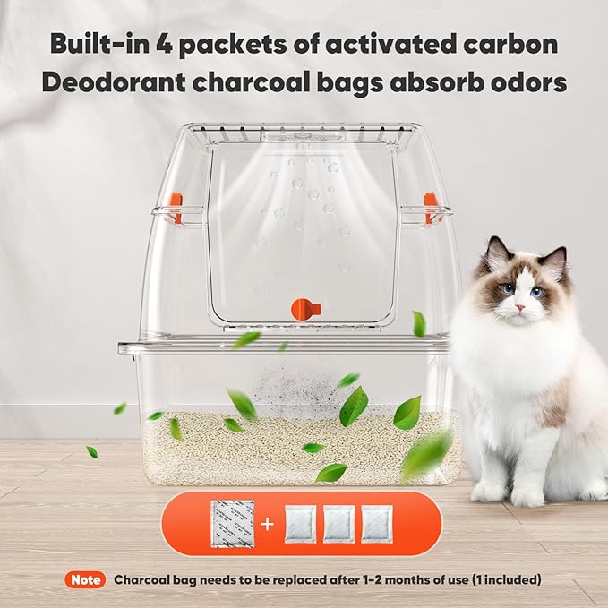 Stainless Steel Cat Litter Box with Lid Scoop, Extra Large Enclosed Metal Litter Box, Front Entry Top Exit Covered Toilet Big Cat Litter Box, Removable Hooded Corner Kitty Litter Pan Boxes