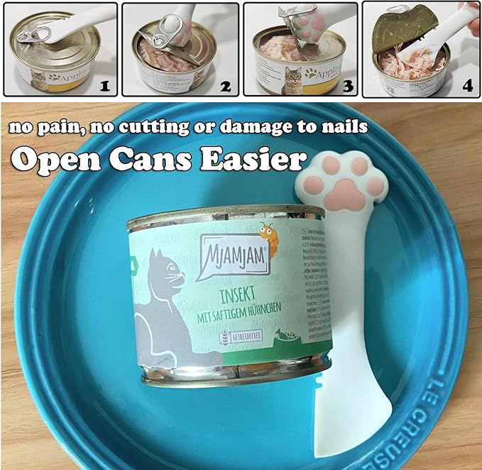 2 Pack Dog Cat Food Spoon Spatula, Cute Paw Pet Can Opener Mixing Spoons for Dog Cat Wet Food, Small Silicone Spatula Cat Treat Spoon Pet Cannd Food Scoop for Dog Cat, Grey