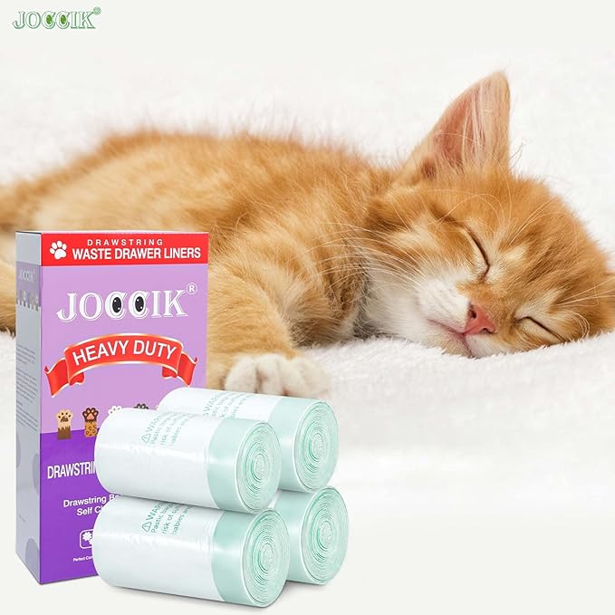 Drawstring Litter Box Liners Compatible with Robot, Heavy Duty Self-Cleaning Litter Boxes Waste Drawer Liners Replacement Bags (100pcs)