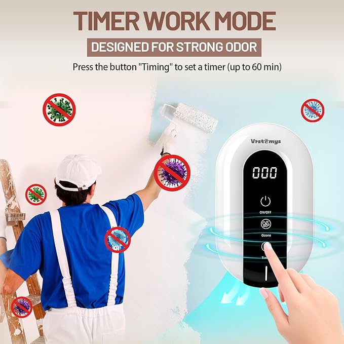 Cat Litter Deodorizer, Vrstemys 99% Litter Box Odor Eliminator, Stay-Within Ozone Air Purifier for Cat Litter Smell, Dog Poof Odor, Pet, Home, Room, Smoke, Garage and Toilet