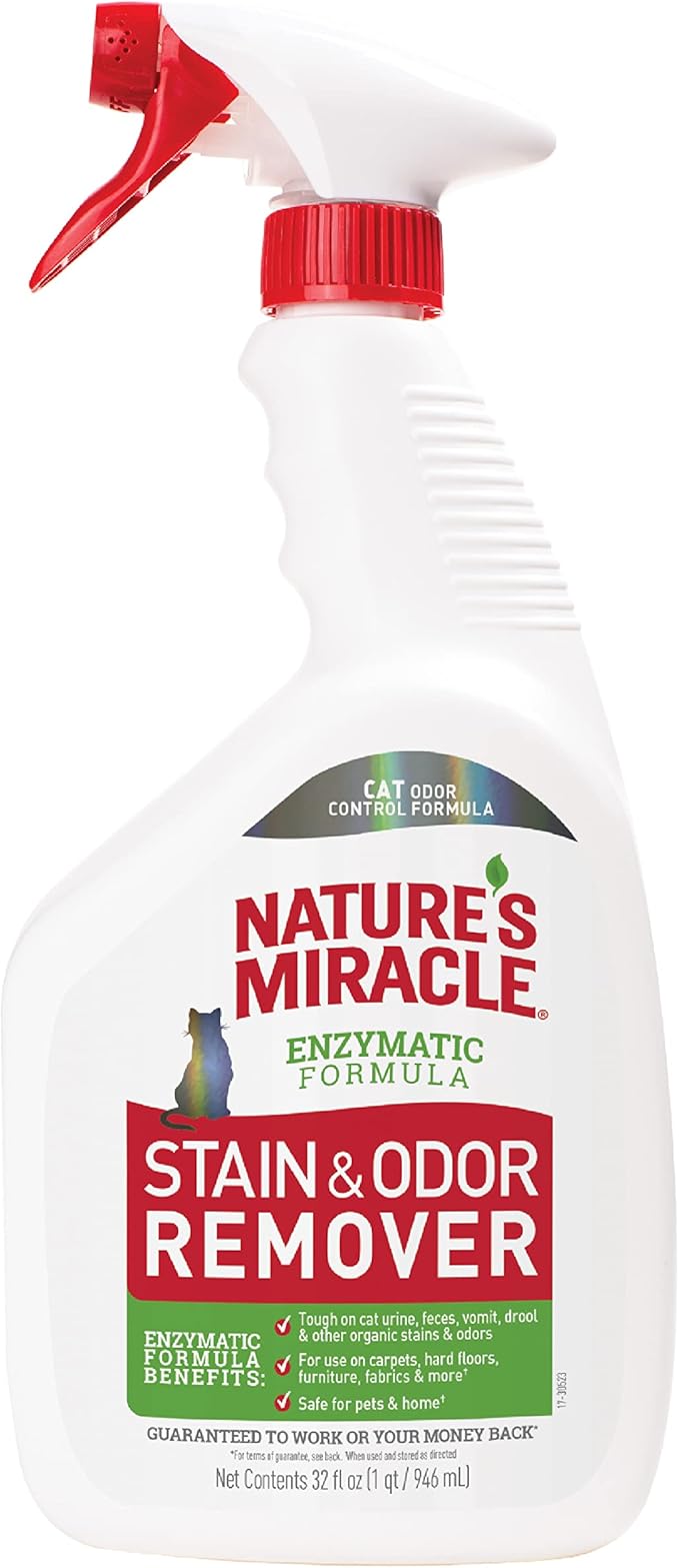 Nature’s Miracle Cat Stain and Odor Remover With New Odor Control Formula 32 Ounce Spray