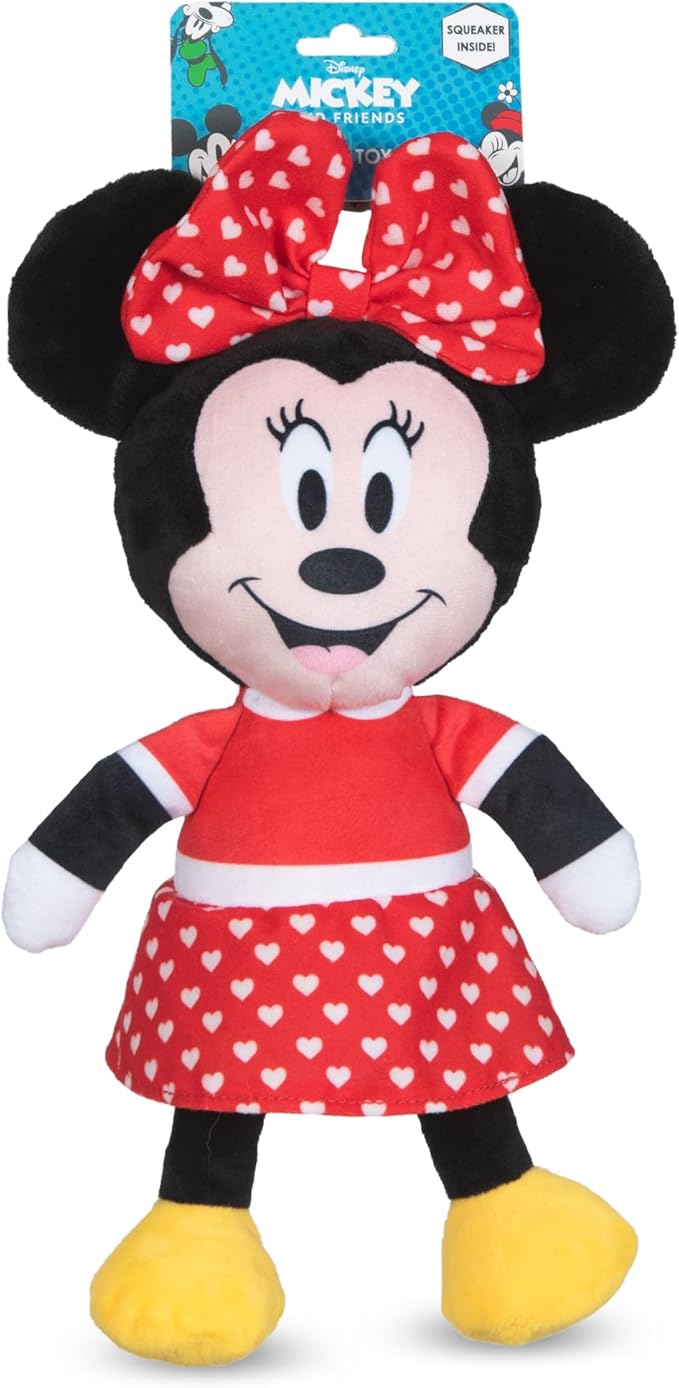 Minnie Mouse Plush Squeaky Dog Toy 9in | Disney Dog Toys | Plush Squeaker Toy for Dogs Inspired by Minnie Mouse, Disney Mickey and Friends