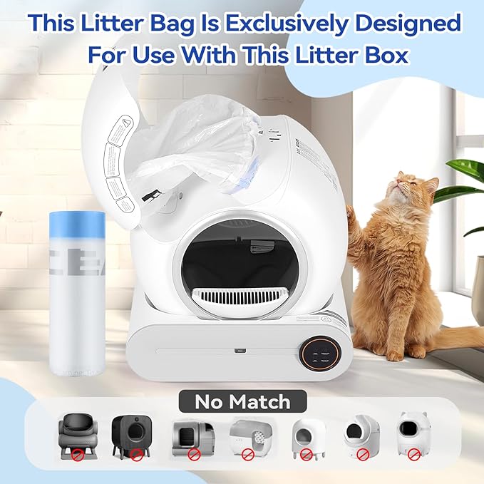 Compatible Self-Cleaning Litter Box Liners - 80 Pack, 18x20 Inches, 4 Gallon Bags, 2 Mil Thickness, Easy Installation, Durable for Automatic Litter Box Drawers