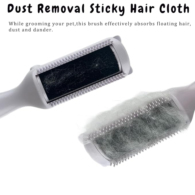 Cat Brush Pet Dry Cleaning Brush Cat Self Sticky Brush for Shedding and Grooming Long Short Hair Removal Comb with Recycling Box for Kitten Dog Rabbit Massage Roller Removes Loose Fur (White)