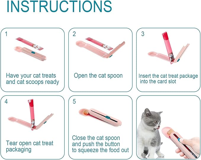 Cat wet treats dispense spoon,Treat squeeze spoon, Feeding & Watering Supplies Wet Cat Food Storage pet Food Spoon (Green)