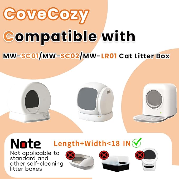 120 Count Litter Bags Compatible with MW-SC01/MW-SC02/MW-LR01 Cat Litter Box, Cat Litter Waste Receptacles Bags (18'' x 12.6'', 120 Count)