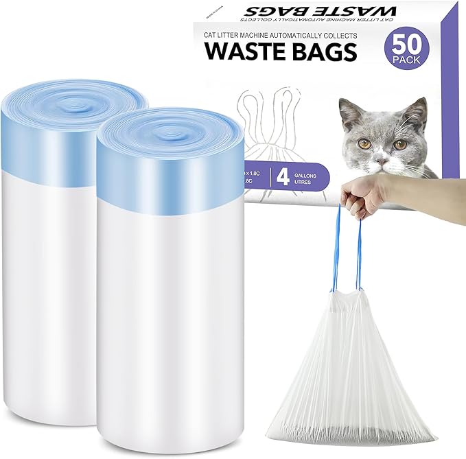 Self Cleaning Cat Litter Box Liners - 2 Rolls (50 Count), Waste Bags Automatic Cat Litter Box1