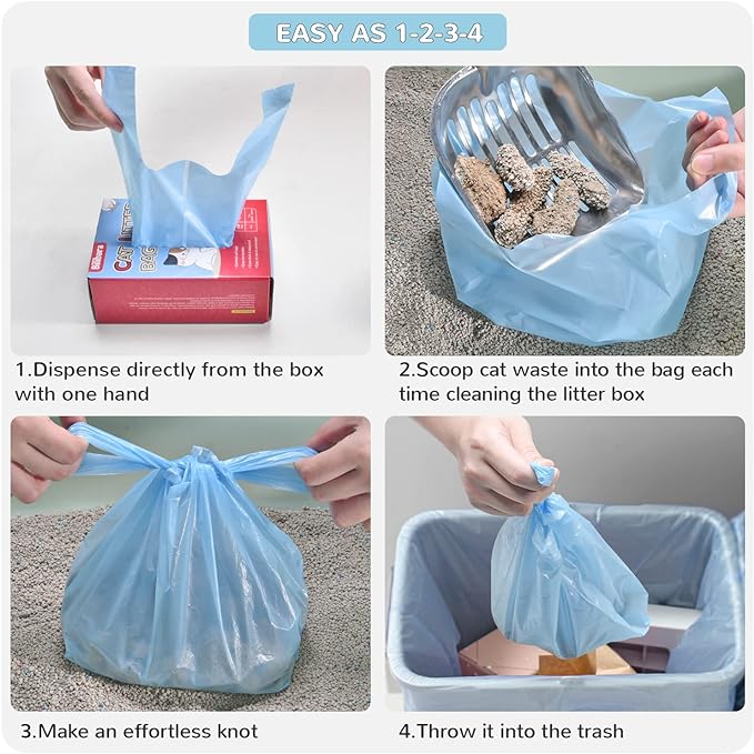 Cat Litter Bags, 120 Count, Ultra Thick, Scented, Leak-Proof, Disposable, 15 Liters Capacity