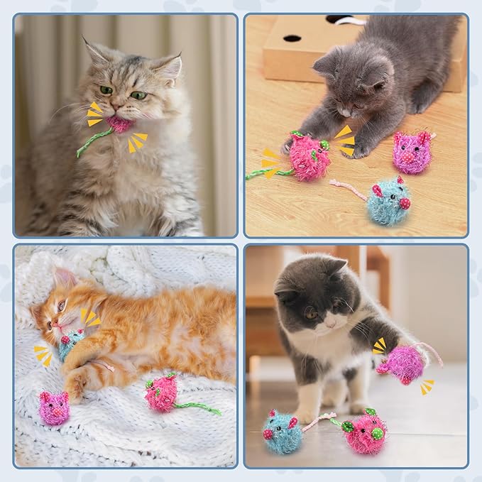 Fashion's Talk Plush Catnip-Filled Mice Toy for Indoors Cats, Soft Stuffed Mice for All Breed Sizes Exercise 9 Count Furry Mice