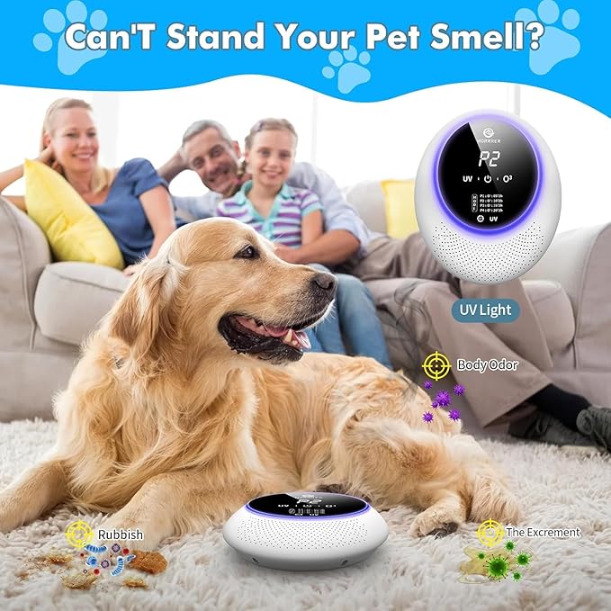 Advanced Cat Deodorizer for Litter Box, 99% Pets Odor Eliminator with 10000mAh Battery, Portable & Rechargeable (White, 13000) (13000) (13000)