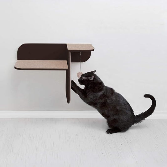 Hauspanther Step Perch - Wall-Mounted Cat Perch & Scratcher, Espresso