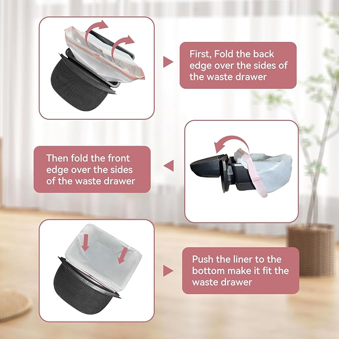 Leon&Visky Litter Box Liner With Drawstring, 50 Count, Compatible with Litter-Robot 4 and Litter-Robot 3, Heavy Duty Extra Thickness 2 mil